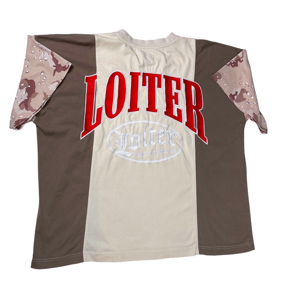 Loiter Mens XL Colorblock Desert Camo Graphic T-Shirt Brown Tan Streetwear Y2K